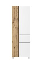 Seitenschrank >Paris< in weiß/ Wotaneiche, MDF - 65x180x35cm (BxHxT)