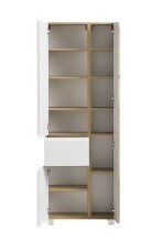 Seitenschrank >Paris< in weiß/ Wotaneiche, MDF - 65x180x35cm (BxHxT)