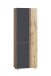 Seitenschrank >Paris< in grau / Wotaneiche, MDF - 65x180x35cm (BxHxT)
