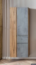 Seitenschrank >Paris< in Betongrau / Wotaneiche, MDF - 65x180x35cm (BxHxT)