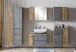 Seitenschrank >Paris< in Betongrau / Wotaneiche, MDF - 65x180x35cm (BxHxT)