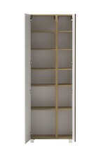 Seitenschrank >Paris< in weiß / Wotaneiche, MDF - 65x180x35cm (BxHxT)