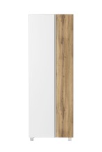 Seitenschrank >Paris< in weiß / Wotaneiche, MDF - 65x180x35cm (BxHxT)