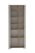Seitenschrank >Paris< in weiß / Wotaneiche, MDF - 65x180x35cm (BxHxT)