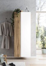 Seitenschrank >Paris< in weiß / Wotaneiche, MDF - 65x180x35cm (BxHxT)