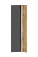 Seitenschrank >Paris< in grau / Wotaneiche, MDF - 65x180x35cm (BxHxT)