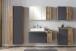 Seitenschrank >Paris< in grau / Wotaneiche, MDF - 65x180x35cm (BxHxT)