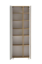 Seitenschrank >Paris< in Betongrau / Wotaneiche, MDF - 65x180x35cm (BxHxT)