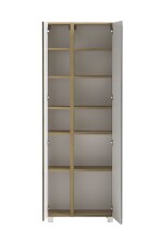 Seitenschrank >Paris< in Betongrau / Wotaneiche, MDF - 65x180x35cm (BxHxT)