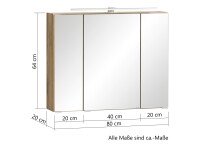 Spiegelschrank >Paris< in Wotaneiche - 80x64x20cm (BxHxT)
