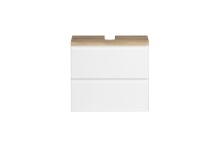 Waschbeckenunterschrank >Paris< in weiß / Wotaneiche, MDF - 60x54x35cm (BxHxT)