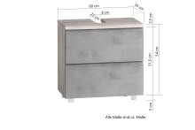 Waschbeckenunterschrank >Paris< in weiß / Wotaneiche, MDF - 60x54x35cm (BxHxT)