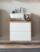 Waschbeckenunterschrank >Paris< in weiß / Wotaneiche, MDF - 60x54x35cm (BxHxT)