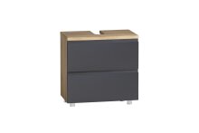 Waschbeckenunterschrank >Paris< in grau / Wotaneiche, MDF - 60x54x35cm (BxHxT)