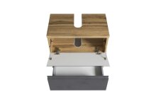 Waschbeckenunterschrank >Paris< in grau / Wotaneiche, MDF - 60x54x35cm (BxHxT)