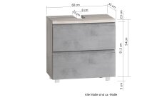 Waschbeckenunterschrank >Paris< in grau / Wotaneiche, MDF - 60x54x35cm (BxHxT)
