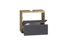 Waschbeckenunterschrank >Paris< in grau / Wotaneiche, MDF - 60x54x35cm (BxHxT)