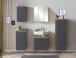 Waschbeckenunterschrank >Paris< in grau / Wotaneiche, MDF - 60x54x35cm (BxHxT)