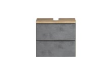 Waschbeckenunterschrank >Paris< in grau, Wotaneiche, MDF - 60x54x35cm (BxHxT)