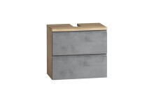 Waschbeckenunterschrank >Paris< in grau, Wotaneiche, MDF - 60x54x35cm (BxHxT)