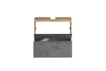 Waschbeckenunterschrank >Paris< in grau, Wotaneiche, MDF - 60x54x35cm (BxHxT)