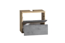 Waschbeckenunterschrank >Paris< in grau, Wotaneiche, MDF - 60x54x35cm (BxHxT)