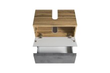 Waschbeckenunterschrank >Paris< in grau, Wotaneiche, MDF - 60x54x35cm (BxHxT)