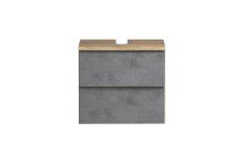 Waschbeckenunterschrank >Paris< in grau, Wotaneiche, MDF - 60x54x35cm (BxHxT)
