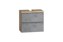 Waschbeckenunterschrank >Paris< in grau, Wotaneiche, MDF - 60x54x35cm (BxHxT)
