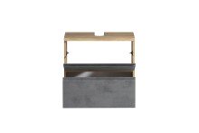 Waschbeckenunterschrank >Paris< in grau, Wotaneiche, MDF - 60x54x35cm (BxHxT)