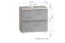 Waschbeckenunterschrank >Paris< in grau, Wotaneiche, MDF - 60x54x35cm (BxHxT)