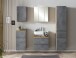 Waschbeckenunterschrank >Paris< in grau, Wotaneiche, MDF - 60x54x35cm (BxHxT)