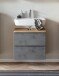 Waschbeckenunterschrank >Paris< in grau, Wotaneiche, MDF - 60x54x35cm (BxHxT)