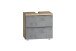 Waschbeckenunterschrank >Paris< in grau, Wotaneiche, MDF - 60x54x35cm (BxHxT)