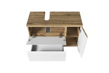 Waschbeckenunterschrank >Paris< in weiß, Wotaneiche, MDF - 85x54x35cm (BxHxT)