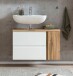 Waschbeckenunterschrank >Paris< in weiß, Wotaneiche, MDF - 85x54x35cm (BxHxT)