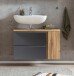 Waschbeckenunterschrank >Paris< in grau, Wotaneiche, MDF - 85x54x35cm (BxHxT)