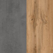 Waschbeckenunterschrank >Paris< in Betongrau, Wotaneiche, MDF - 85x54x35 (BxHxT)