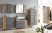 Waschbeckenunterschrank >Paris< in Betongrau, Wotaneiche, MDF - 85x54x35 (BxHxT)