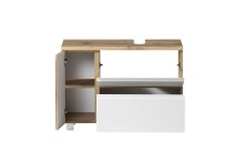 Waschbeckenunterschrank >Paris< in weiß, Wotaneiche, MDF - 85x54x35cm (BxHxT)