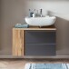 Waschbeckenunterschrank >Paris< in grau, Wotaneiche, MDF - 85x54x35cm (BxHxT)