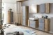 Waschbeckenunterschrank >Paris< in Betongrau, Wotaneiche, MDF - 85x54x35 (BxHxT)