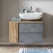 Waschbeckenunterschrank >Paris< in Betongrau, Wotaneiche, MDF - 85x54x35 (BxHxT)