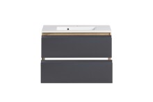 Waschtisch >Paris< in grau, Wotaneiche, MDF - 80x56x47cm (BxHxT)