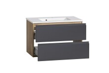 Waschtisch >Paris< in grau, Wotaneiche, MDF - 80x56x47cm (BxHxT)