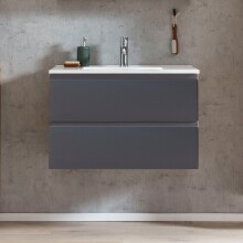 Waschtisch >Paris< in grau, Wotaneiche, MDF - 80x56x47cm (BxHxT)