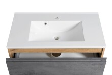 Waschtisch >Paris< in grau, Wotaneiche, MDF - 80x56x47cm (BxHxT)