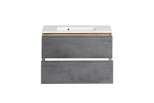 Waschtisch >Paris< in grau, Wotaneiche, MDF - 80x56x47cm (BxHxT)