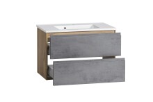 Waschtisch >Paris< in grau, Wotaneiche, MDF - 80x56x47cm (BxHxT)