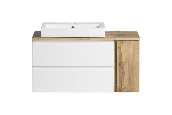 Waschtisch >Paris< in weiß, Wotaneiche, MDF - 105x65,5x47cm (BxHxT)